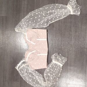 Hello Molly Malibu Sunset Top Bustier Corset Lace Cropped Polka Dot SZ M